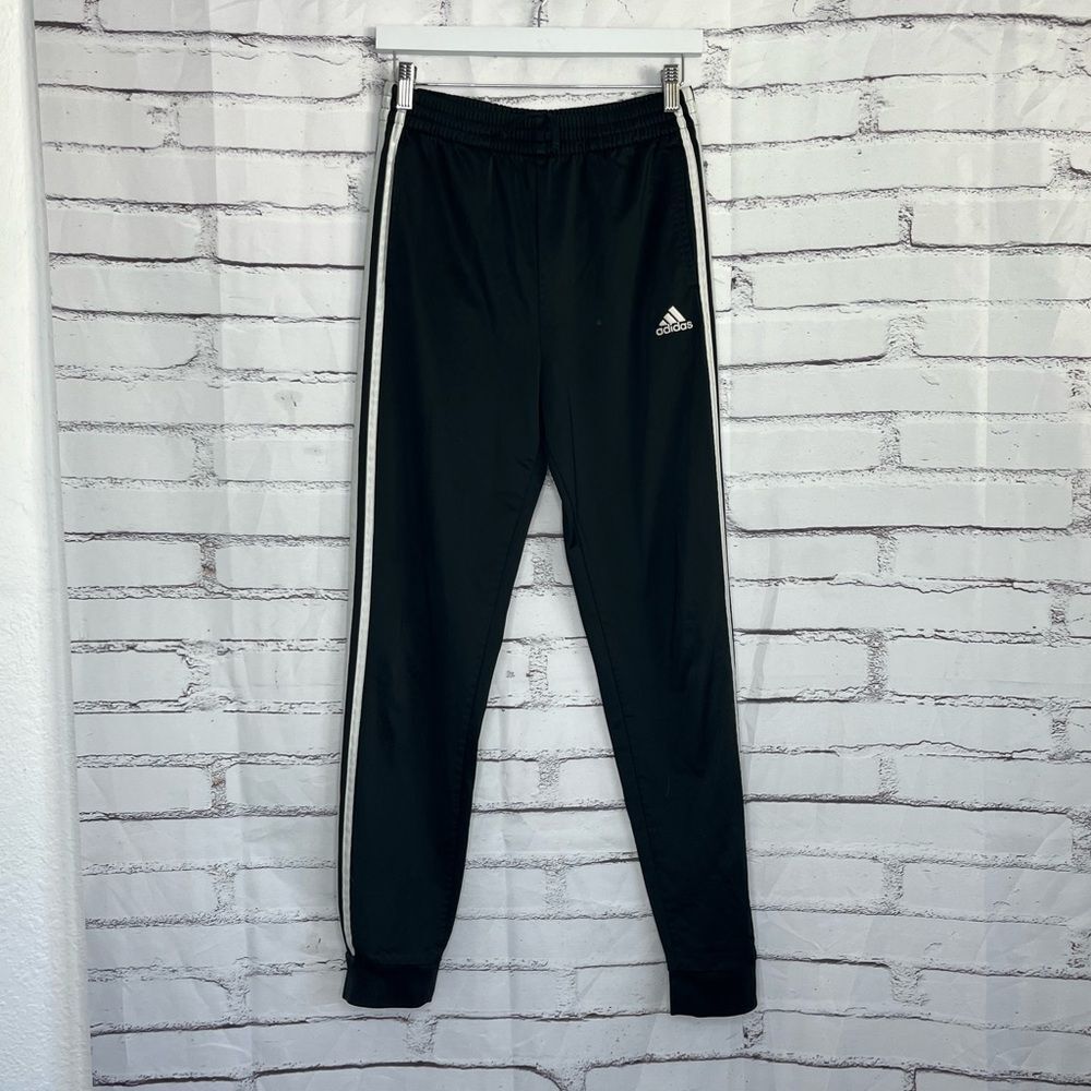 Adidas Black Three Stripe Tapered Track Pants Women’s XL 18/20 Elastic Waist